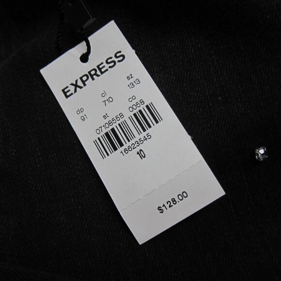 High Rise Black Embellished Ripped Ankle Jeans Size 10 Express NWT $128 - Picture 11 of 13